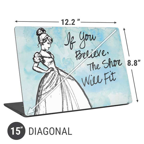 Disney Cinderella Sketch Art Shoe Will Fit Universal Laptop 15in (12.2 x 8.8in) Skin